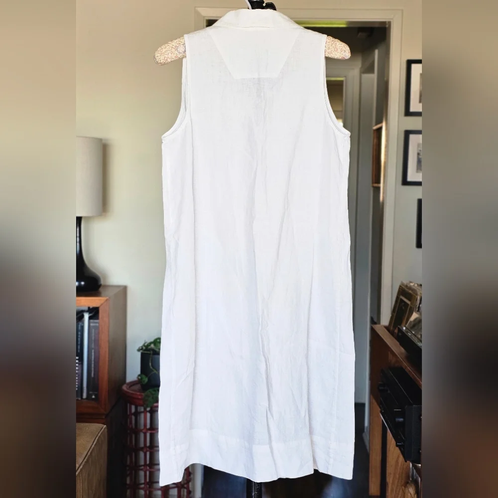 Everlane Women's White Sleeveless Button-Down Linen Dress - Picture 3 of 6